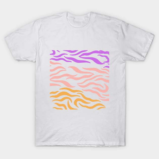 Violet Pink Gold Wavy pattern in Whte T-Shirt by Shineyarts